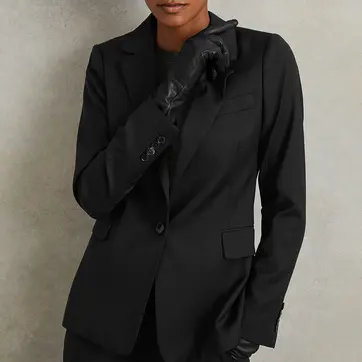 Black Haisley Wool Blend Blazer