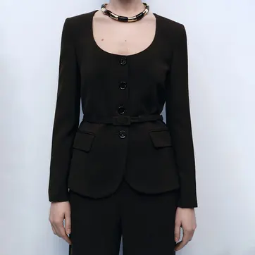Black Belted Suit Jacket
